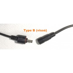 Cable Rallonge Batterie -lampe 60cm connecteur Vissé